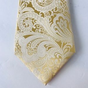 Sean John Men's NeckTie Yellow Paisley Pattern